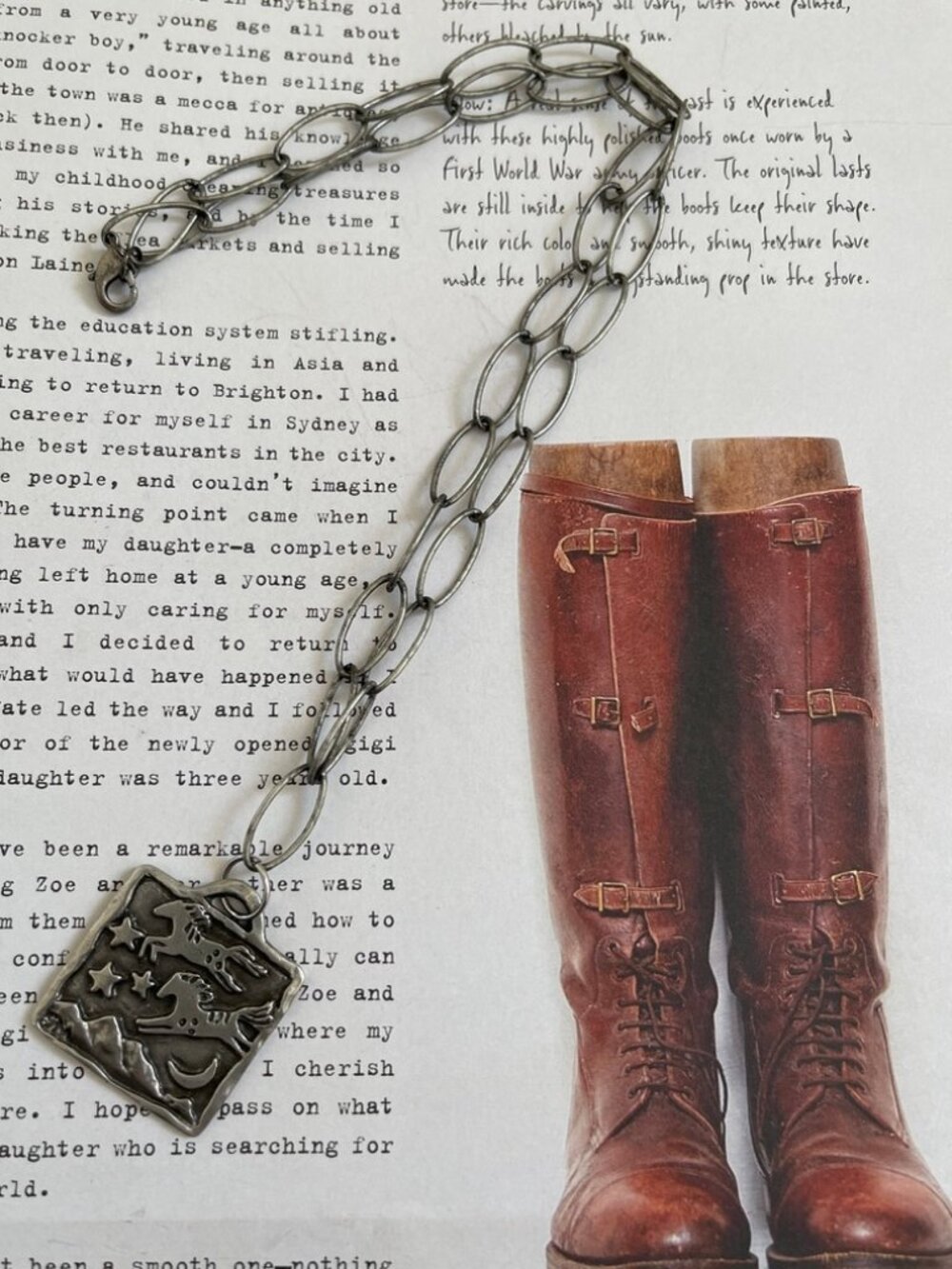SUNDANCE "My Ponies Jumped Over the Moon" Necklace with Horse Pendant: NWOT!